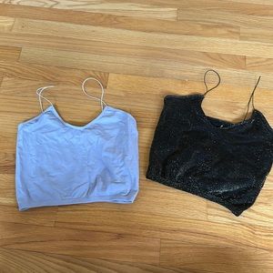 BUNDLE of Free People Cami/Tank Tops. Light Purple and Black with Gold Sheen